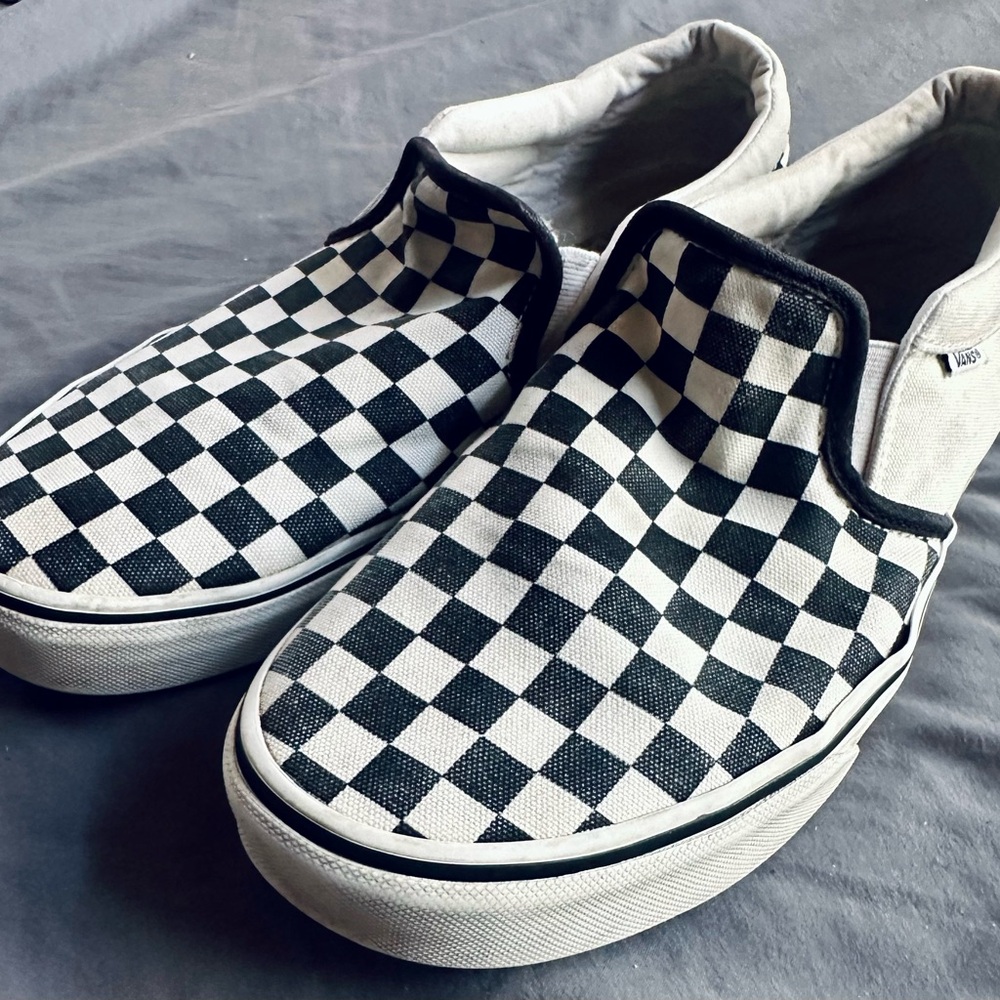 Vans Mens Black and White Checkered Sneakers